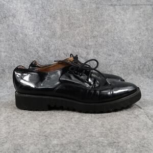Franco Sarto Shoes Womens 8.5 Derby Oxford Sneakers Black Patent Lace Up Comfort